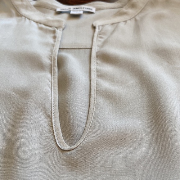 james Perse Split Neck Popover Blouse Beige Size Small - Picture 6 of 13